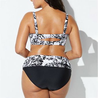 Traje de baño bikini acolchado push up para mujer de talla grande Negro 