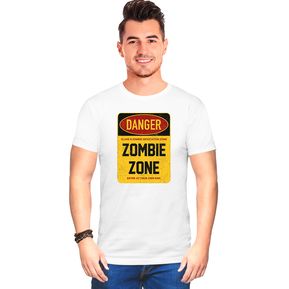 Camiseta hombre Zombie Zone poliéster mc blanco estampado by ADNCAMISETAS