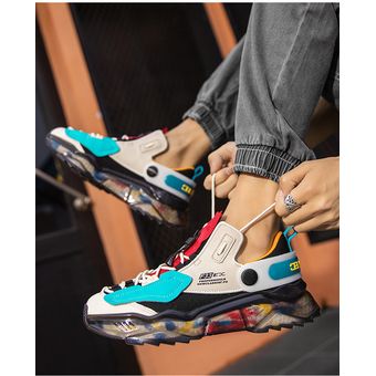 Zapatos para correr transpirables de moda para hombres blanco-crema 