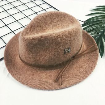 Sombrero elegante de invierno para niños con letras de lana Jazz sombrero fieltro sólido gorro de invierno para niños niñas sombrero de fieltro Panamá vaquero de ala grande DJL #Khaki 