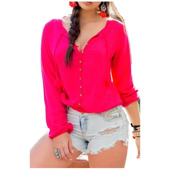 camisa fucsia mujer