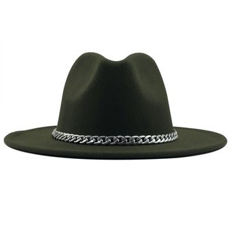 decoración gorros de fieltro de lana con cadena de Metal Sombrero Fedora de ala ancha para mujer Sombrero WAN（#7） Sombrero de fieltro Panamá 