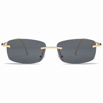 Peekaboo gafas de sol rectangulares sin marco Uv400 metalmujer 
