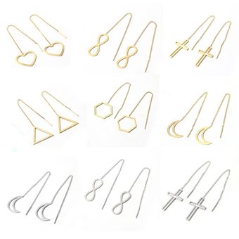 Pendientes Cruzados Para Mujeres Pendientes Lunares De Acero 