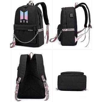 BTS backpack cute USB charging school bag（Color-16） 