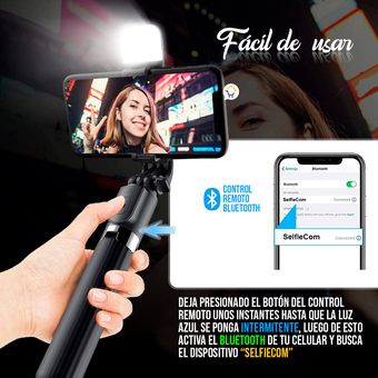 Selfie Stick Trípode Celular Luz LED Control Remoto Monopod S03S – Cómpralo  en casa