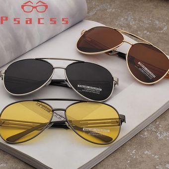 Psacss Polarized Pilot Vintage Sunglasses Men Designer Sun 