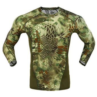 camisas de caza y senderismo de secado rápido camiseta de combate militar Camiseta de camuflaje de manga larga para hombre 