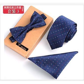 3 uds. corbata fina #21 Conjunto de corbata y pañuelo de lazo para Hombre 