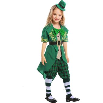 Encantador disfraz de duende para niña Disfraz del día de San Patricio para niños Fiesta de vacaciones Cosplay verde 