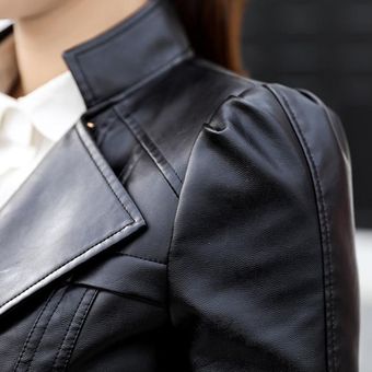 Chaqueta de cuero sintético para mujer ajustad ropa de motocicleta 
