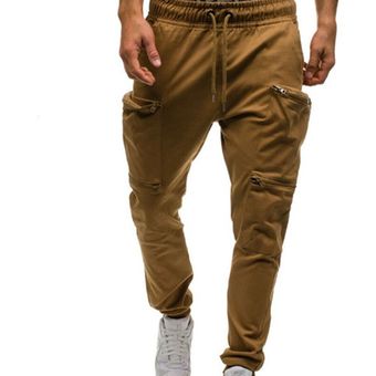 Pantalones de hombre pantalón a la cintura elástico Streetwear militar hombres joggers pantalones de chándal pantalones cargo para hombre ropa hombre pantalón WOT #red 