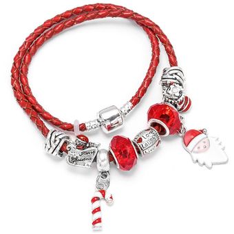 Pulsera De Encanto De Cuero Rojo Boosbiy Con Pulsera De De 