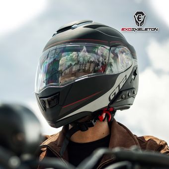 Casco para Motociclista Exoskeleto Grande con Bluetooth Blanco