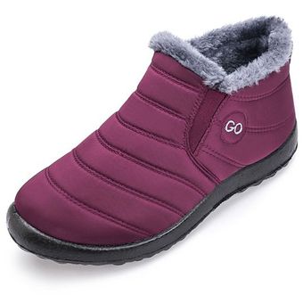 Botas de nieve para mujer de piel de invierno botas de tobillo cálidas botas impermeables 