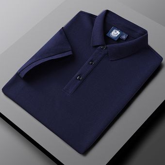 Nuevo polo de gran tamaño para hombre azul M-5XL camisa corta de negocios de alta calidad 