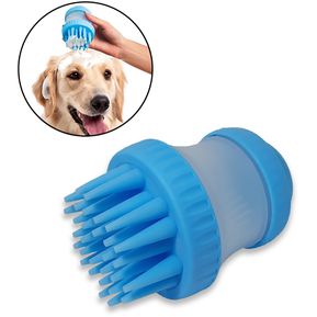 Dispensador De Shampoo Ducha Para Mascotas Cepillo Portátil - Azul