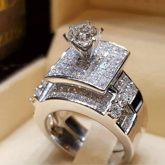 Joyería Compromiso Rhinestone Ring Wedding Jewelry Amante 