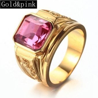 Ring Masculino De Moda Blackred Stone Alloy Gold Multicolor 