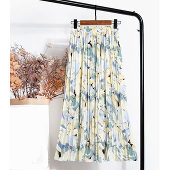 Faldas plisadas de tul con estampado Floral para mujer faldas larga 