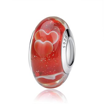 100% 925 Cuentas De Vidrio De Plata Esterlina Murano Floral 100% 925 Cuentas De Vidrio De Plata Esterlina Murano Floral