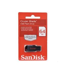 MEMORIA SANDISK 64GB USB 2.0 CRUZER BLADE Z50 NEGRO C/ROJO