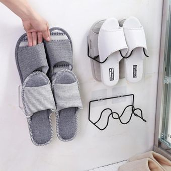 Inicio de doble capa de hierro de baño de pared Zapatillas estante de zapatos de almacenamiento en rack 