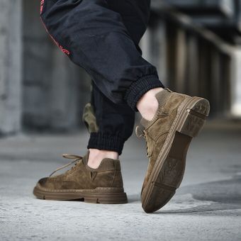 Botas  para hombre de cuero de alta calidad Botines casuales de color caqui 