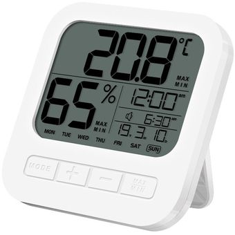 Temperatura montado en la pared del hogar Termómetro electrónico de la temperatura interior de habitaciones de bebé higrómetro soporte y medidor de humedad- 