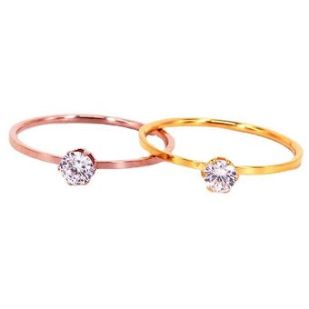 Joyas De Amor Titanium Gema Steel Rose Color Ring Cz Crystal 