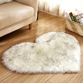 Love Heart-alfombra peluda de lana Artificial para sala de estar al 