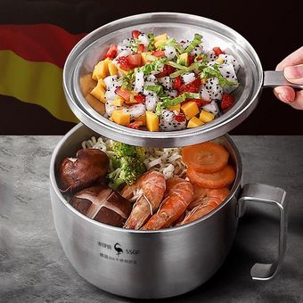 Cuenco de fideos instantáneos de acero inoxidable cubierto 