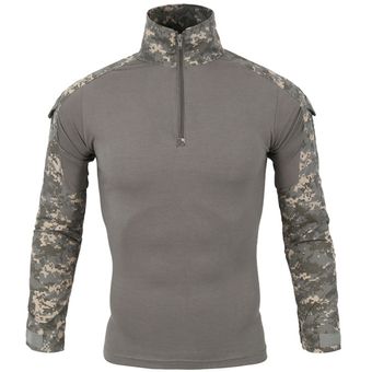 Camiseta de senderismo militar táctico para hombre ropa de pesca de caza al aire libre camiseta de manga larga de camuflaje del ejército de entrenamiento de secado rápido 
