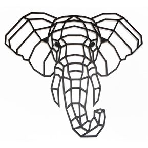 Elefante Decorativo para Pared con Diseño Geométrico en Madera