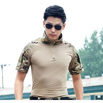 del desierto de camuflaje uniforme militar camisetas de seguridad de verano#Color3 CUI traje del ejército con estampado 3D Camisa de combate táctico de manga corta para hombre 