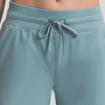 Pantalones cortos informales para mujer,Shorts holgados con 2 bolsillos laterales,cordón de cintura,para gimnasio y Yoga #Dense forest green 