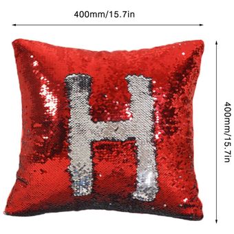 40 40 cm de la funda de almohada decorativa de lentejuelas almohada cojín del sofá de la cubierta para el hogar del coche rojo y plata-H 
