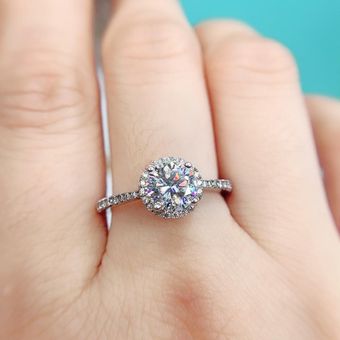 Anillo De Joyería De Mujer Clásica Cc Plata 4 Garras Cubic 