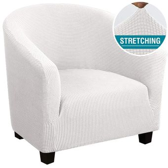 Funda de tela Jacquard de punto para silla de Club,funda de sofá elástica,Protector de muebles,fundas de LICRA para sillón,1 ud. #Knitted White 