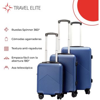 Maleta de Viaje Travel Elite Rígida Pequeña Ruedas 360 y Candado de  Combinación