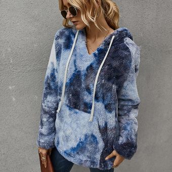 Suéter Moda Tie-Dye Grueso suéter cálido Ladies Soops Pullover Top Suéter Moda Tie-Dye Grueso suéter cálido Ladies Soops Pullover Top