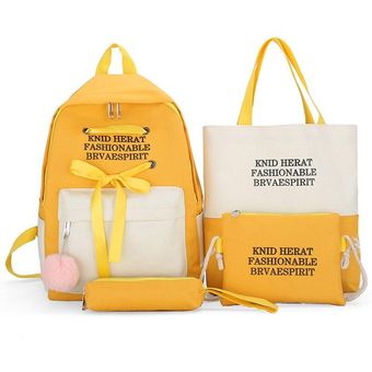 4 Set Piece Piece Schoolbags para adolescente Girl Lienzo 
