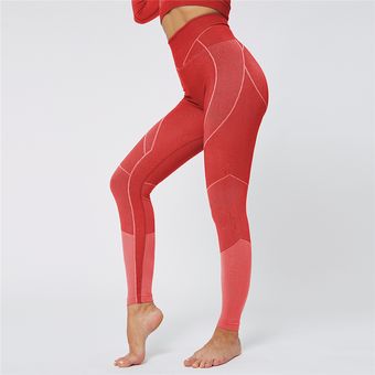 Traje de Ropa de Yoga Fitness para Mujer-Rojo 