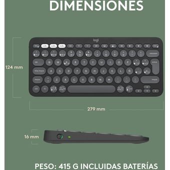 Logitech Pebble Keys 2 K380s Teclado Bluetooth Multidispositivo Grafito