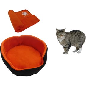 Cama para gato Grande + Cobija térmica Grande Naranja