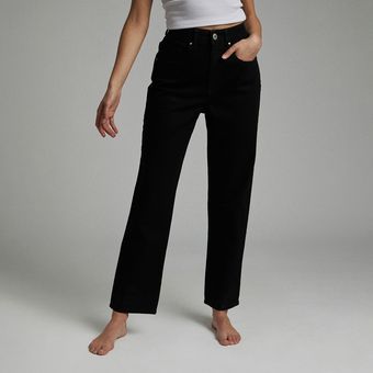 Jeans Straight Stretch Mujer Cotton On-Negro 