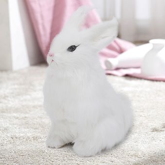 Mini conejo de peluche realista Animal realista Pascua hogar adorno ul 