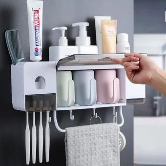 Influyente eterno siga adelante Repisa de baño dispensador de pasta dental 3 Tazas porta cepillos | CMR  Perú - GE582HL13IPLOLPE