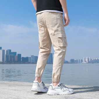 Pantalones Cargo para hombre cómodos pantalones de algodón de color 