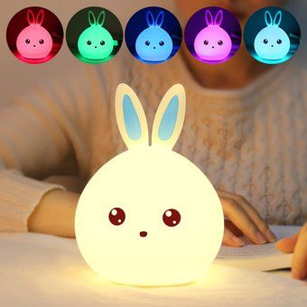 Lámpara de silicona de siete colores para conejos 